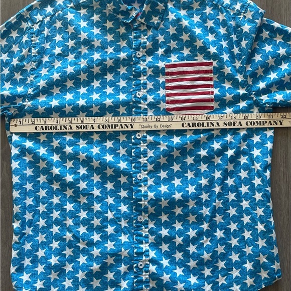 Staghorn River Patriotic Stars Stripes Cotton Button Down Short Sleeve Men’s L - Picture 7 of 8